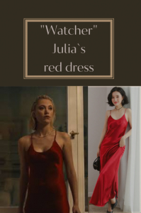 Red silk evening dress